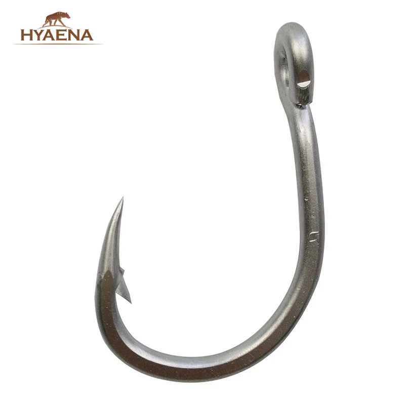 Hyaena 10884 30pcs Size 2/0-12/0 Stainless steel Fishing Hooks Big Thick Tuna Fishing Hooks Fishhooks with Hole Fly Fishing