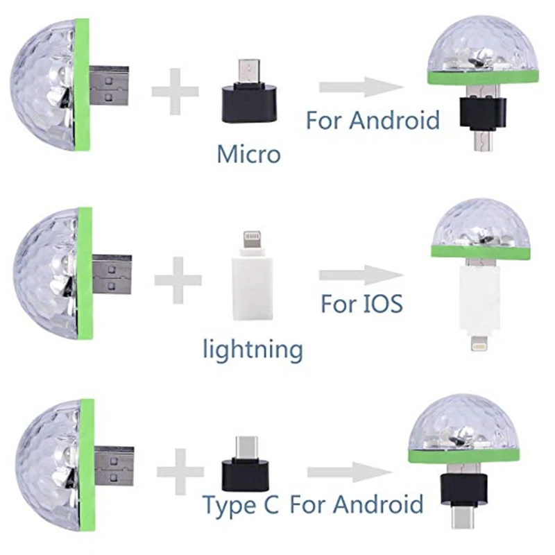 Mini USB Luzes Coloridas Disco, Self-propelled Cristal, Magic Ball, Luzes do Palco, Porta USB, Fonte de Alimentação, Boa Escolha