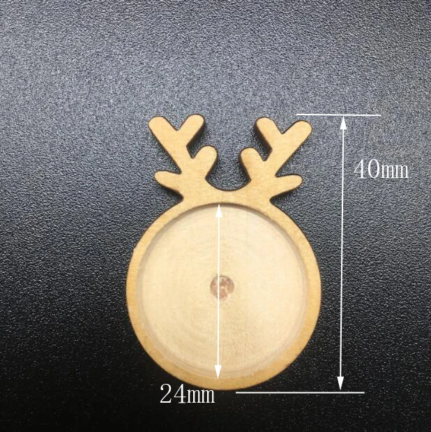 20pcs/lot Cute Deer Antler shape wood material Cameo Cabochon wood frame base setting Pendants for silicone mold Jewelry Making