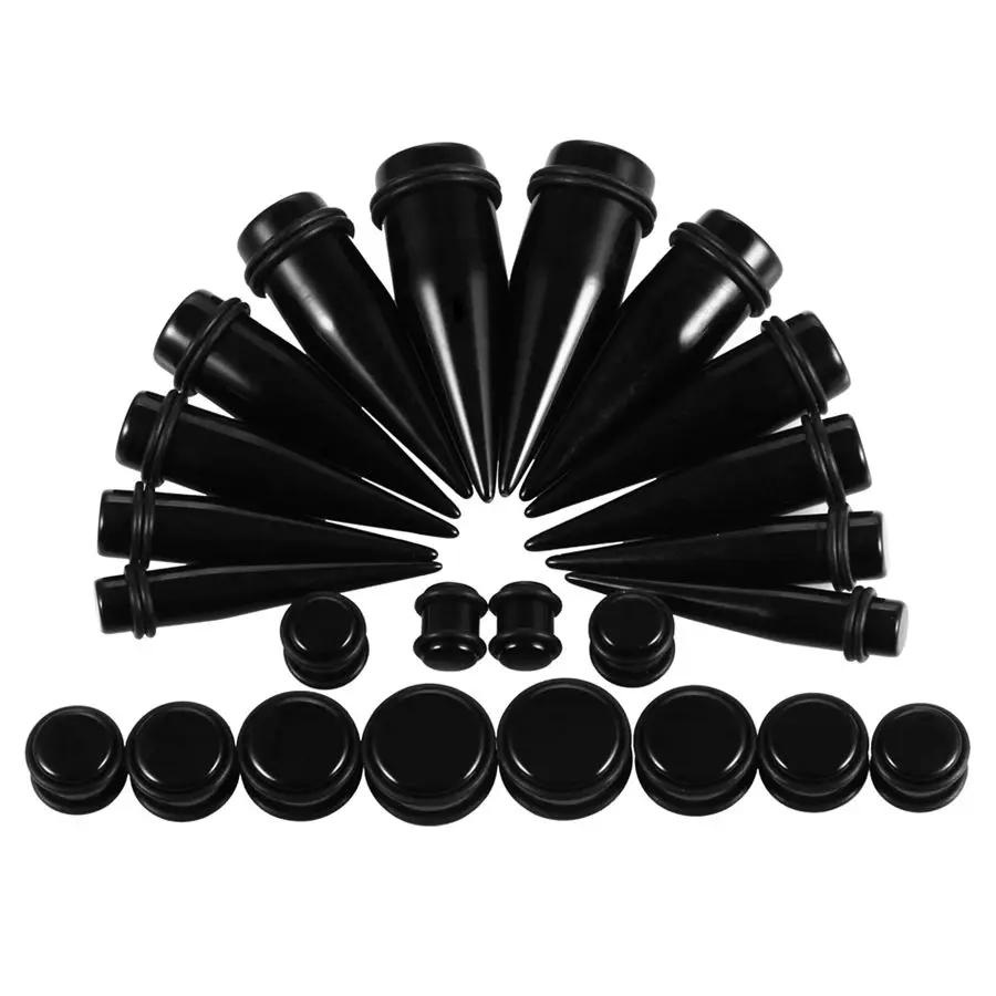 24pcs/lot Acrylic Big Gauges Kit Spiral Ear Taper Tunnel Plug 00G-20mm Ear Stretching Expander Kit Body Piercings Jewelry