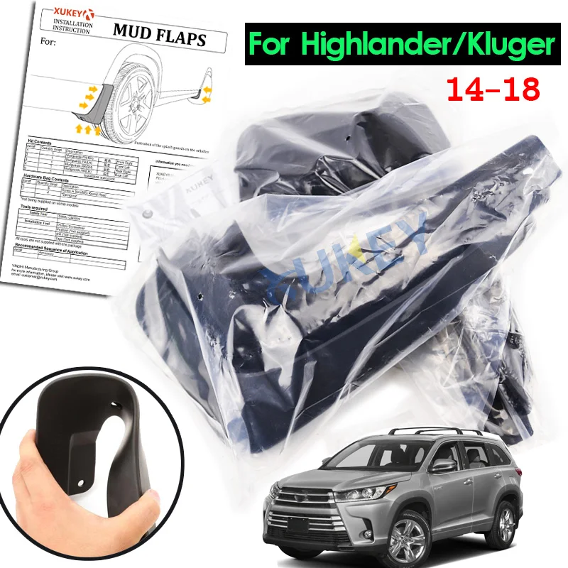 

AX For Toyota Highlander 2014- 2018 Set Molded Car Mud Flaps Mudflaps Splash Guards Front Rear Mud Flap Mudguards Fender