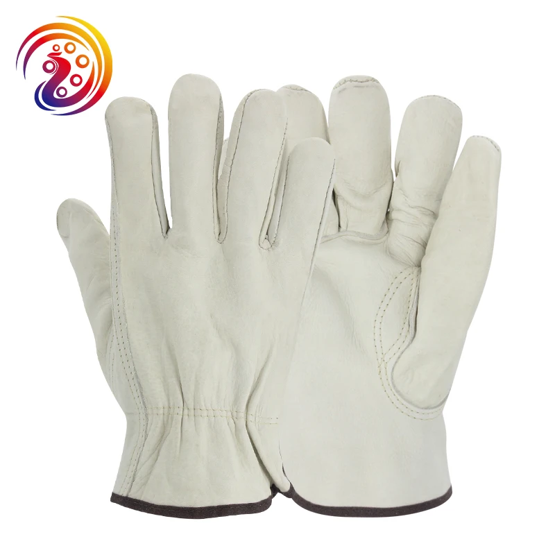 OLSON DEEPAK White Work Gloves Men\'s Leather Work Gloves Garden Work Gloves Cowhide Driver Gloves For Men