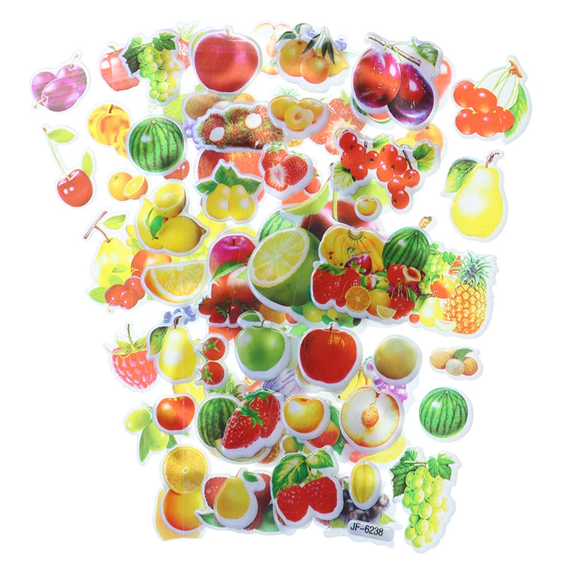 10pcs Cartoon Fruit Bubble Sticker Mobile Phone Album Notebook Decorative Stickers Children Stationery Stickers (Style Random)