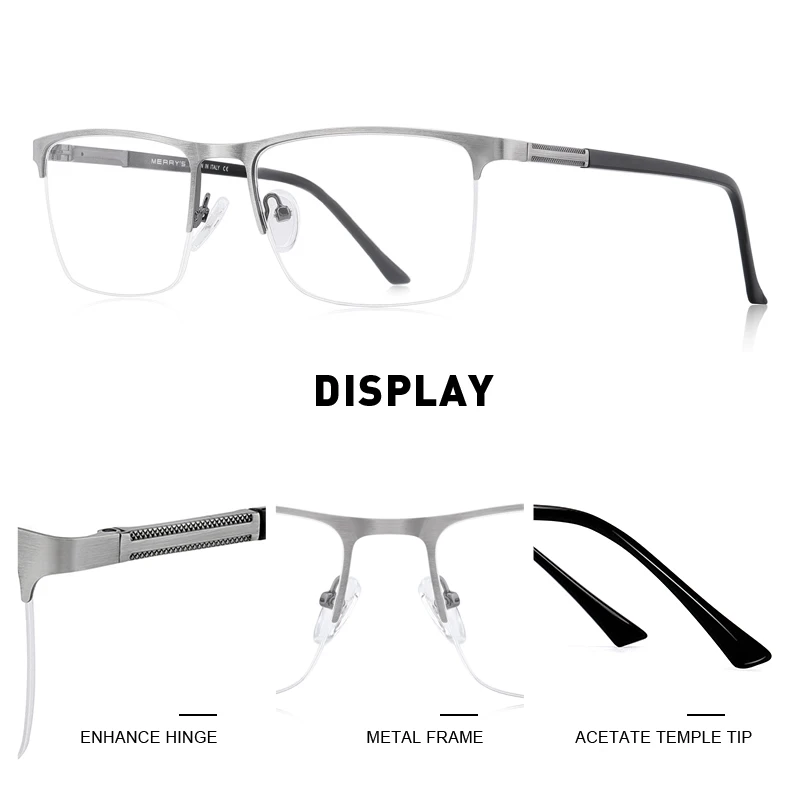 MERRYS DESIGN Men Titanium Alloy Glasses Frame Male Square Ultralight Eye Myopia Prescription Eyeglasses Male Half Optical S2031