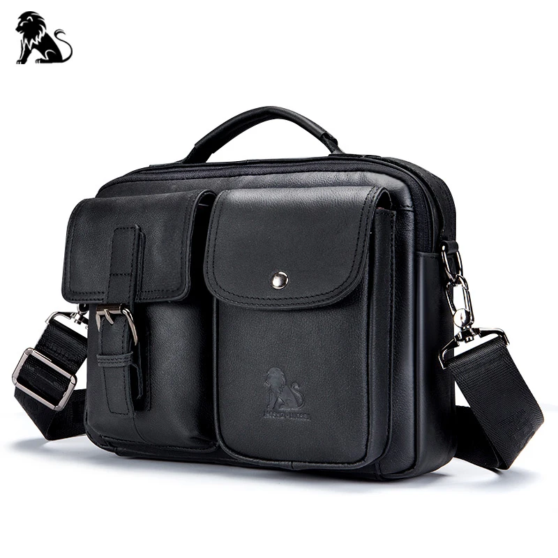 Bolsa mensageiro masculina de couro legítimo, bolsa de ombro vintage casual de couro de vaca