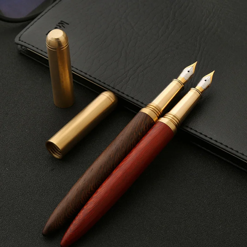 

ChinaTraditional Manual Wood + Copper fountain Pen Neutral color Copper roller Pen For Business Office as Luxury Gift