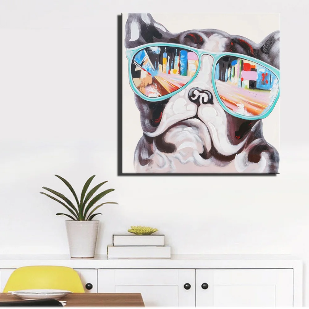 Large Size 70x70cm Pop Dog Wall Posters Unframed Abstract Colorful Dogs Painting Print On Canvas Animals Cuadros Pictures