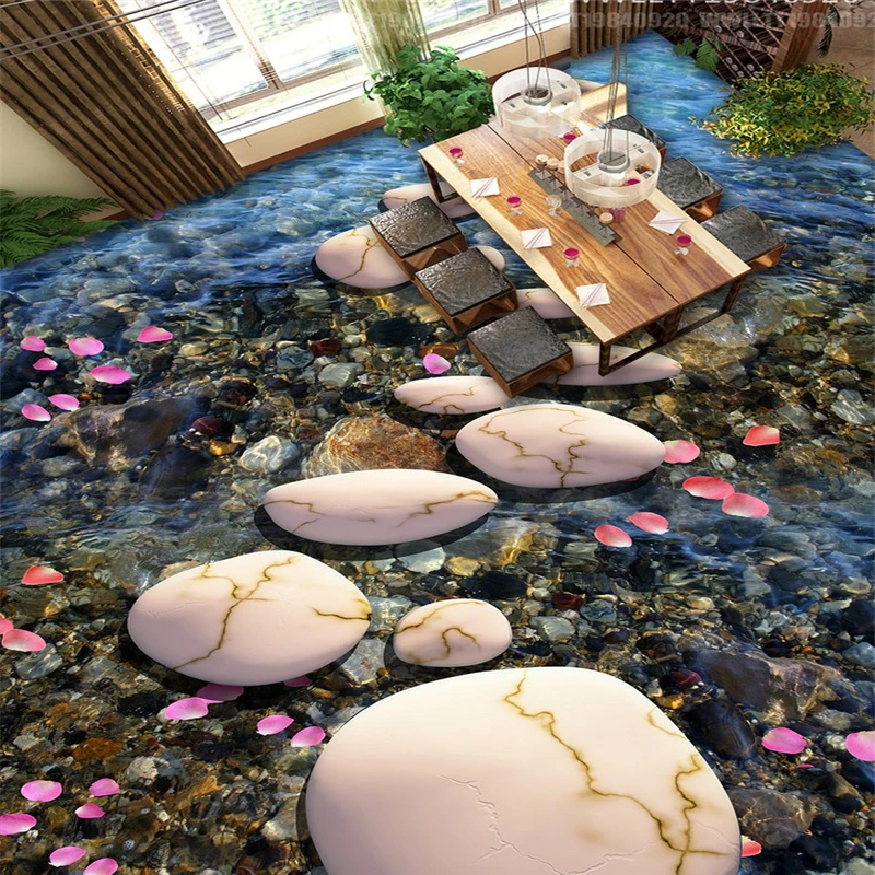 

beibehang Wallpaper Mural Wall Sticker Stone Path Pebble Petal 3D Floor Stereo Painting papel de parede wallpaper for walls