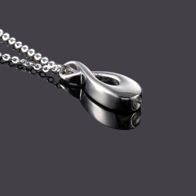 Geometrischer Anhänger, zarte Tropfen-Halskette, Edelstahl, Asche-Souvenir, Gedenkschmuck – Detail 4