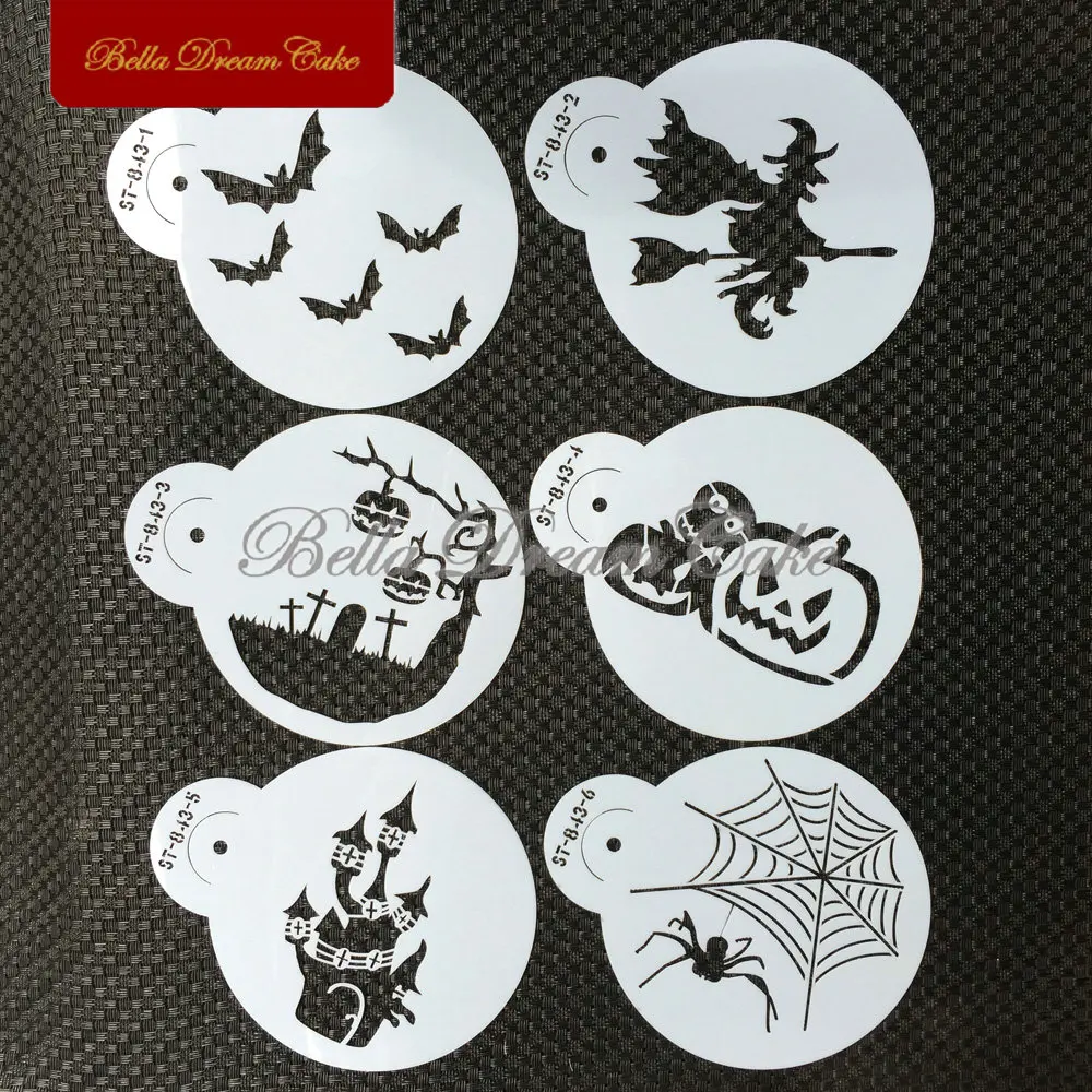 Halloween Glost Pumpkin Cookies Stencils Fondant Chocolate Cake Mold Coffee Stencil Template Cake Decorating Tool Bakeware