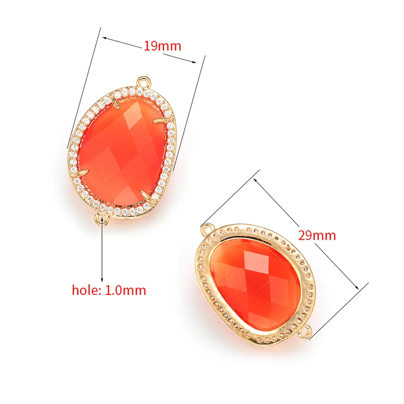 ZHUKOU 19x29mm Brass Cubic Zirconia Exquisite Crystal Connectors for DIY Necklace Handmade jewelry making findings model:VS344