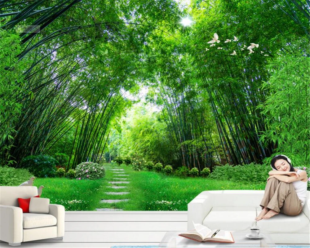 

Beibehang Custom Wallpaper 3D Bamboo Grove mural Living Room Bedroom TV Background Wallpaper mural Photo wallpaper for walls 3 d