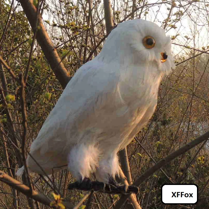 white simulation owl model foam&furs real life owl bird  home garden decoration gift about 30cm xf1084