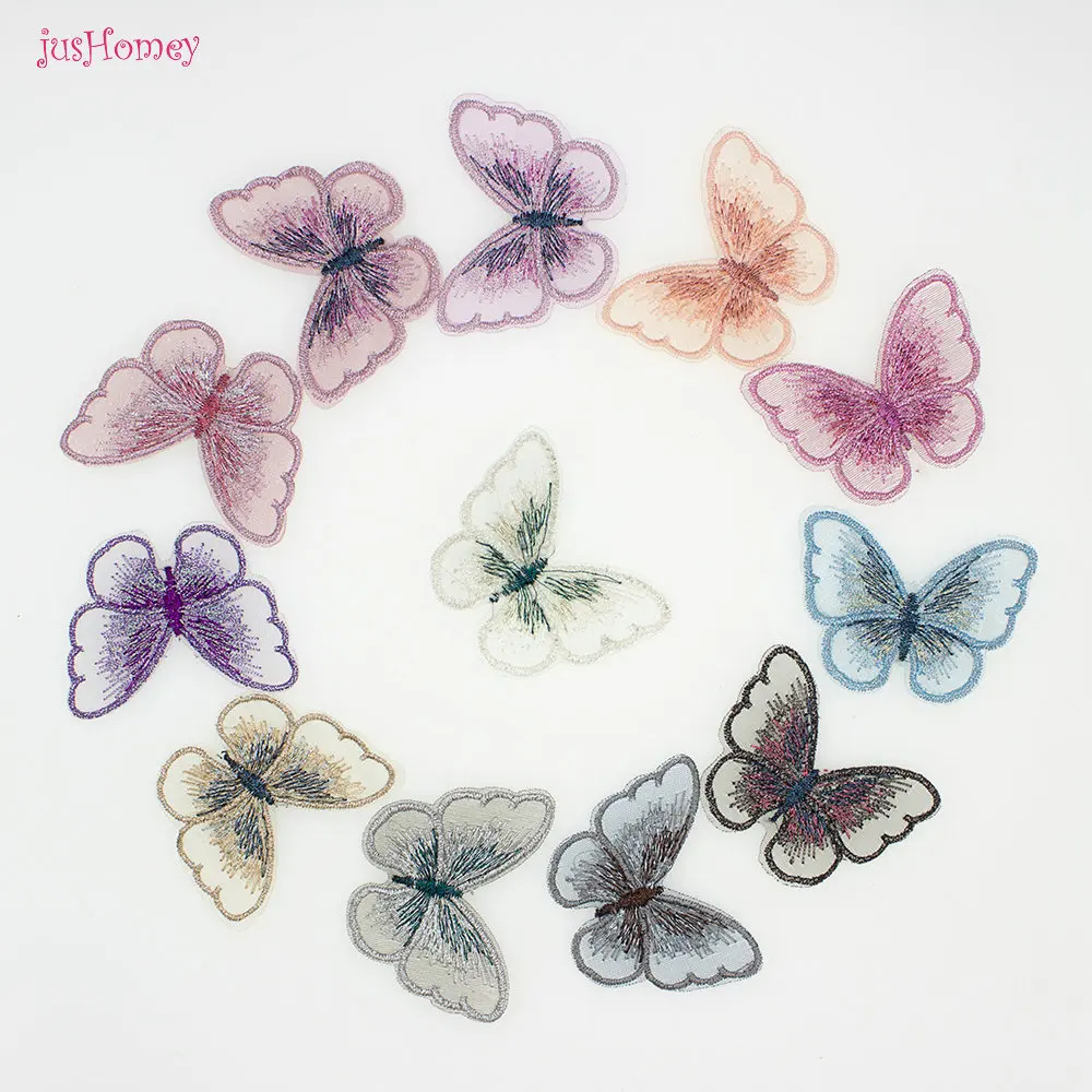 30PCS/lot Mix Embroidery Lace Butterfly Appliques 5cm Translucent Single layer for Party Decor,Garment Embellishment