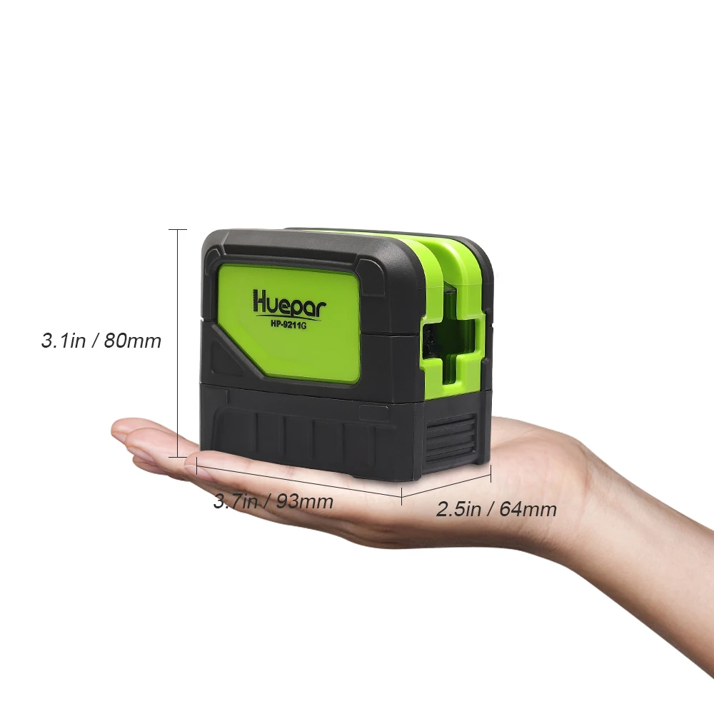 Huepar Green Beam Laser Level 2 Cross Lines 2 Points Professional 180 Degrees Self-leveling Nivel Laser Diagnostic Tools 9211G