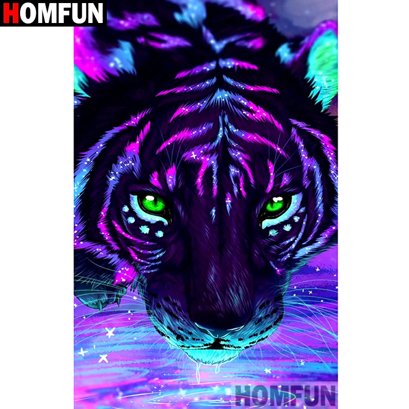 

HOMFUN Full Square/Round Drill 5D DIY Diamond Painting "Animal color tiger" Embroidery Cross Stitch 3D Home Decor A10721