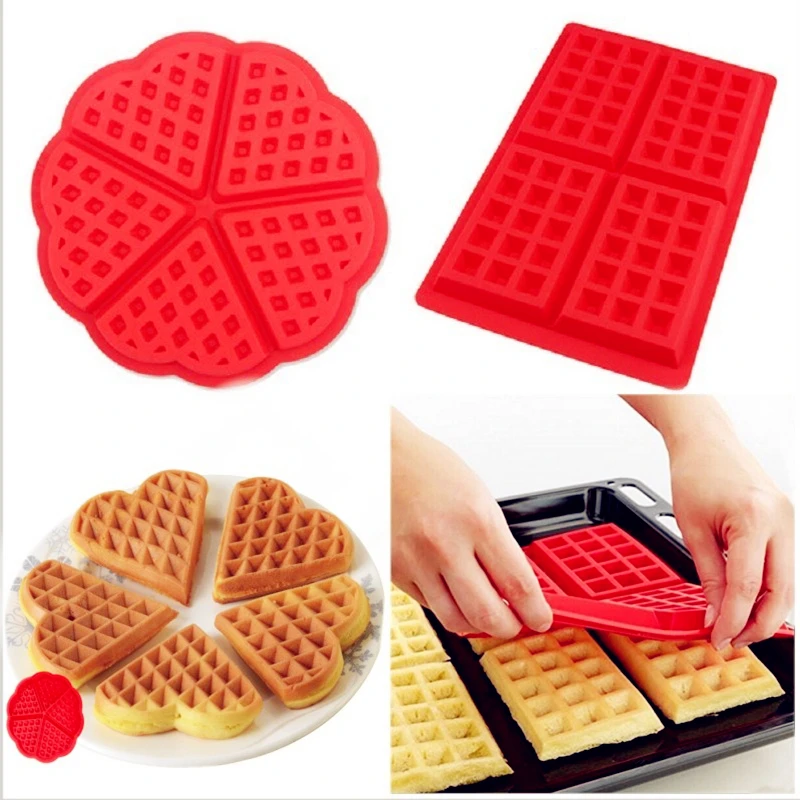 

1Pc DIY Waffle Maker Silicone Mold Non-stick Waffle Mold Kitchen Bakeware Cake Mould Makers For Oven High-temperature Baking Set