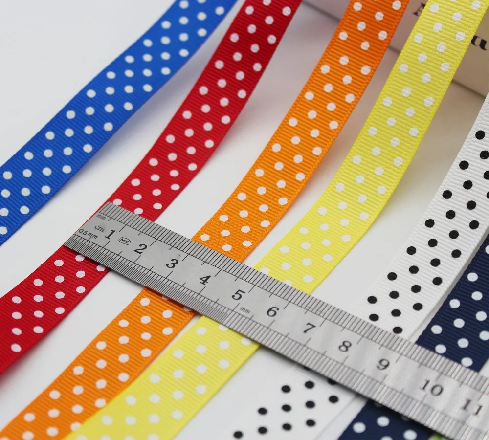 5/8 Inch 16MM 1.5 CM Polka Dot Grosgrain Ribbon Swiss Dot Print Fabric Ribbon For DIY Party Present Cake Wrap Decor Accessories