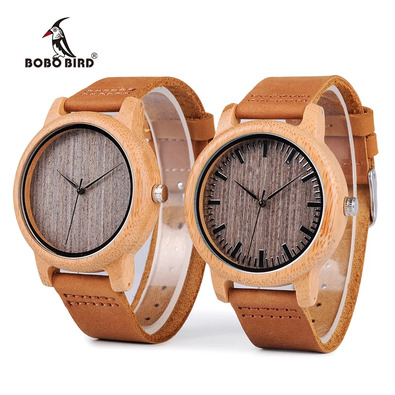 BOBO BIRD Bamboo Wood Vintage Lightweight Quartz Watches With Leather Bands for Women Men Watches Top Brand Design Custom Gifts