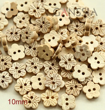 50pcs/lot Size:10mm Flower Shape Natural Coconut Buttons Accssories Sewing Button (ss-1224)