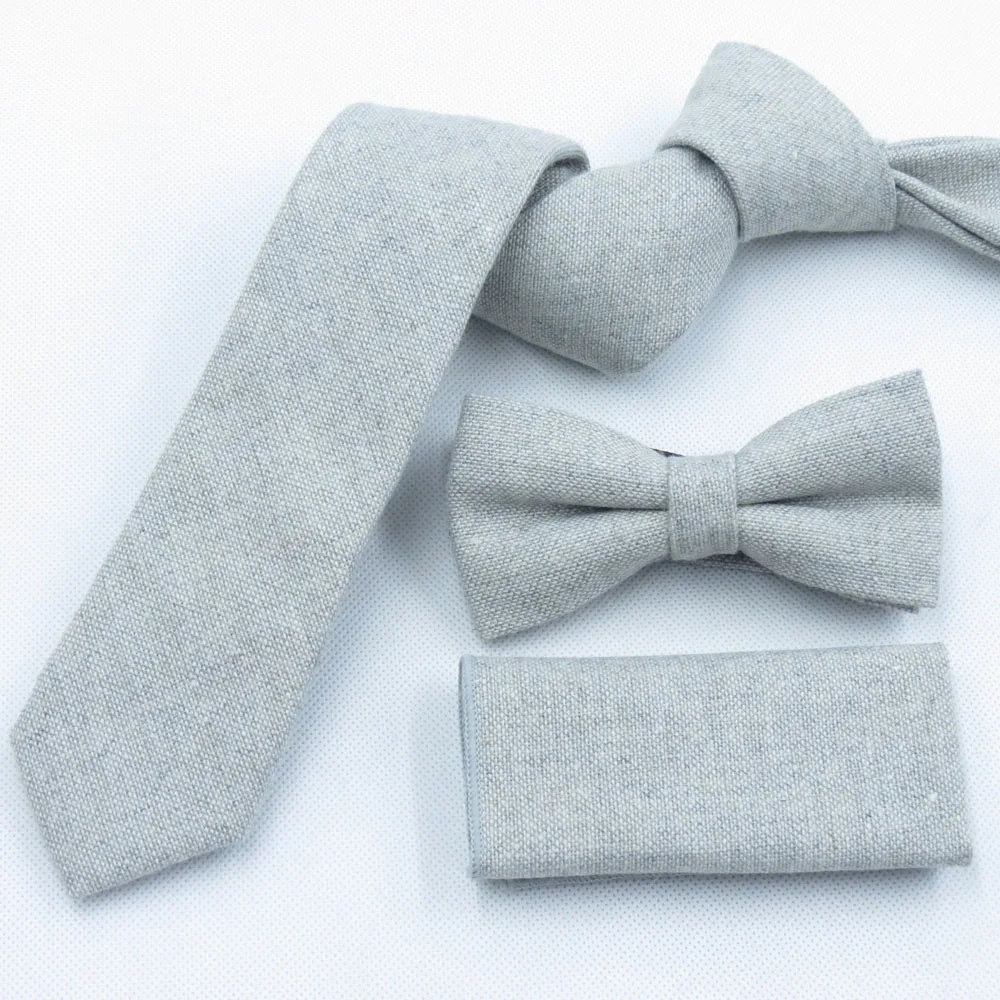 

Wool texture 6cm light gray tie,men's Boutique Texture bow tie Matching pocket towel fashion slim gravata