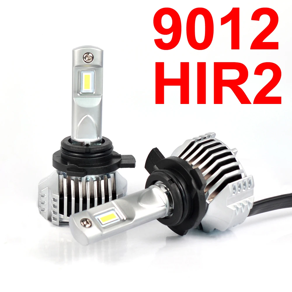 1 Set 9012 HIR2 P12 Car LED Headlight Super Bright 0.72MM Ultra Thin No Blind W/ Driver Front Lamps Bulbs 6K White 90W 13000LM