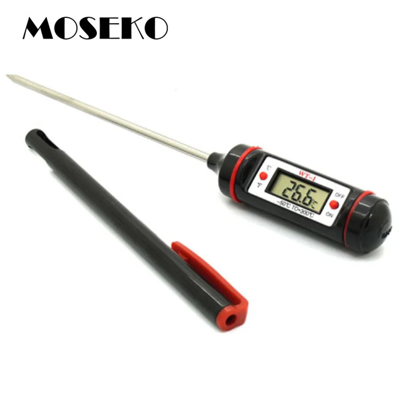 MOSEKO Portable Digital Kitchen Thermometer BBQ Meat Water Oil Cooking Electronic Probe Food Oven Thermometer WT-1 With Tube