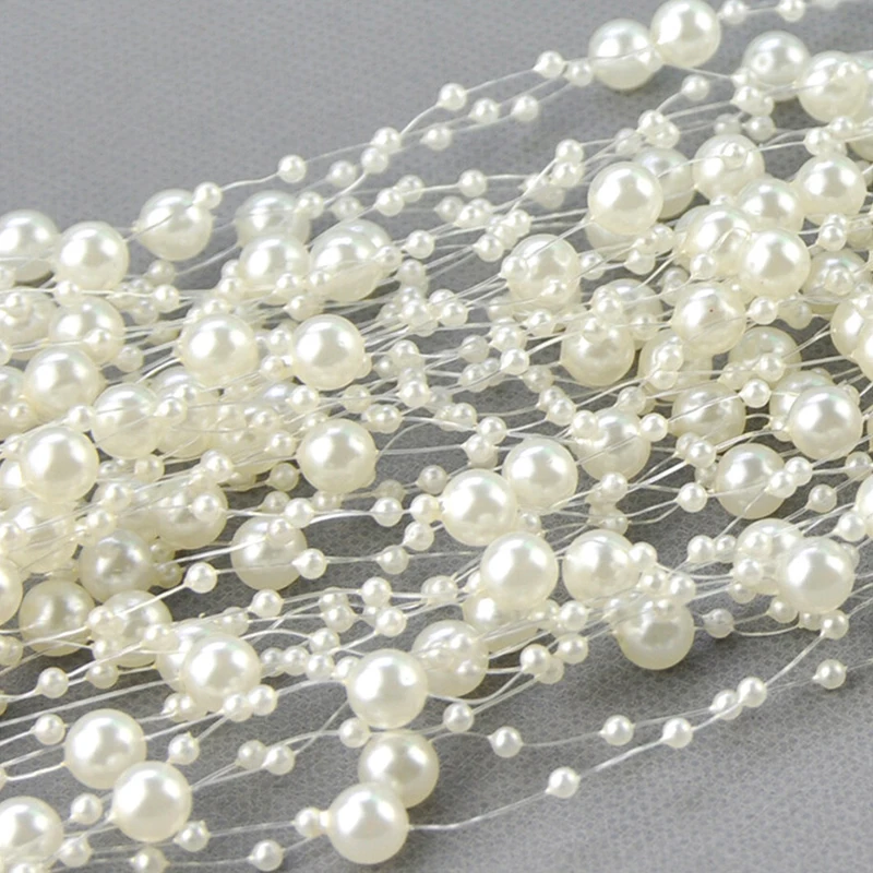 JUNAO 3+8mm Red Pearl Chain Rhinestones Trim Pearl String Bridal Beaded Applique Acrylic Stones for Wedding Dress Decoration