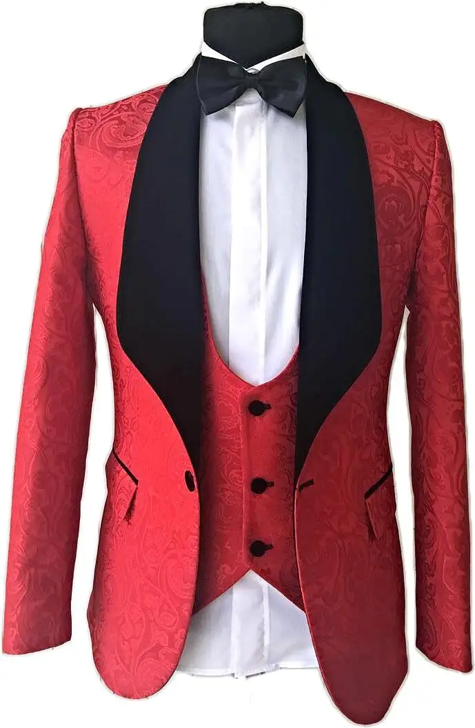 

New Arrival Groomsmen Groom Tuxedos Shawl Velvet Lapel Men Suits Wedding Best Man Blazer ( Jacket+Pants+Bow Tie+Vest ) C197