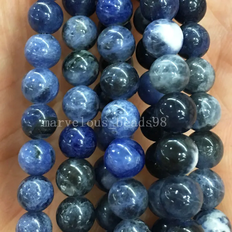 Beautiful jewelry 4mm 6mm 8mm 10mm 12mm 14mm Brazilian Sodalite Round Women Man Loose Beads 15 