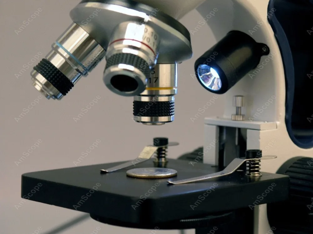 AmScope-مجهر مركب لاسلكي ، إطار معدني LED من النوع C و F ، مزود بأضواء علوية وسفلية ، 40X-1000X