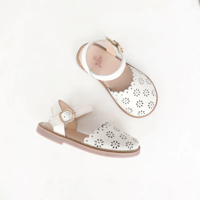 Summer Girls Sandals Cut-Outs Petal Kids Shoes Genuine Leather Princess Sandals High-grade Children Sandals