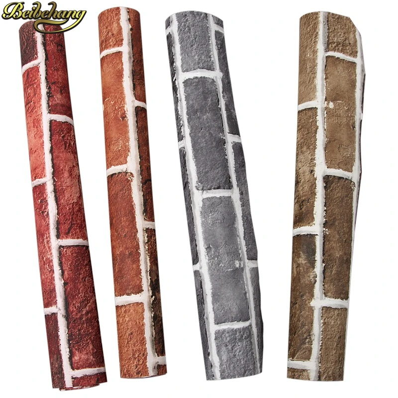 

beibehang Waterproof Vintage 3d flooring Wallpaper Roll Modern Rustic Vinyl Stone brick Wall Paper Restaurant clothing store