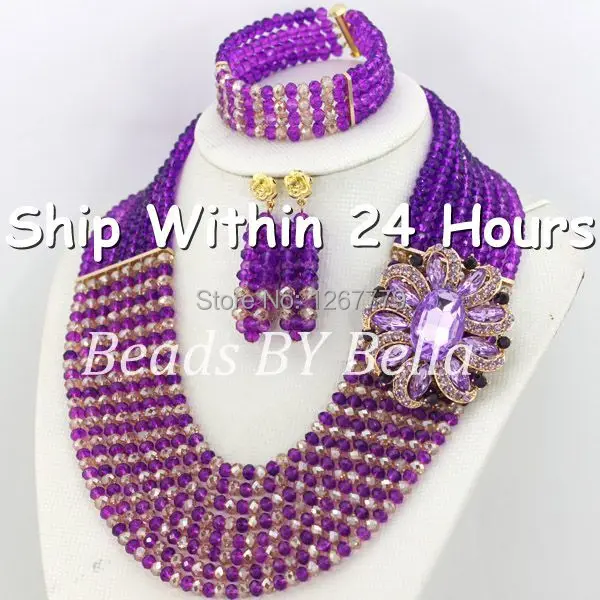 Free Shipping African Beads Jewelry Set Nigerian Wedding African Beads Jewelry Set Crystal African Jewelry Sets  ABJ176