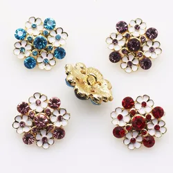New Buttons 5pc/lot Spray Painted(FlatBack / Buckle)Metal Button Crystal Rhinestone DIY Jewelry Parts For 22mm