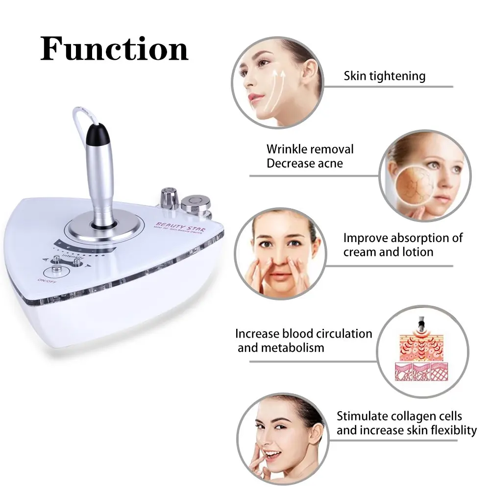 Máquina facial de rejuvenescimento de pele, rádio frequência rf estrela, rejuvenescimento facial, remoção de rugas, clareamento da pele, saco de