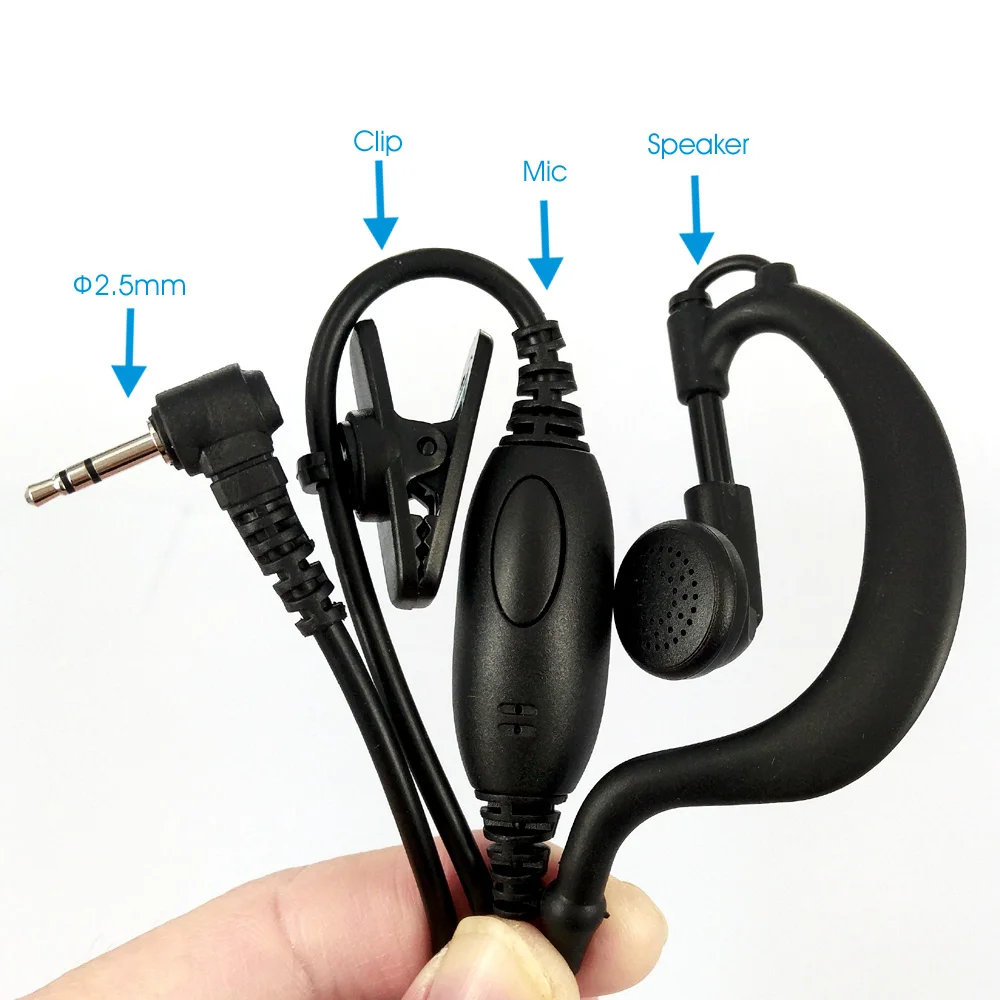 2,5mm gancho auricular Mic para Motorola hablar de TLKR T5 T7 T80 T5720 T5428 FR50 FR60 T5820 T6200 Walkie talkie Radio