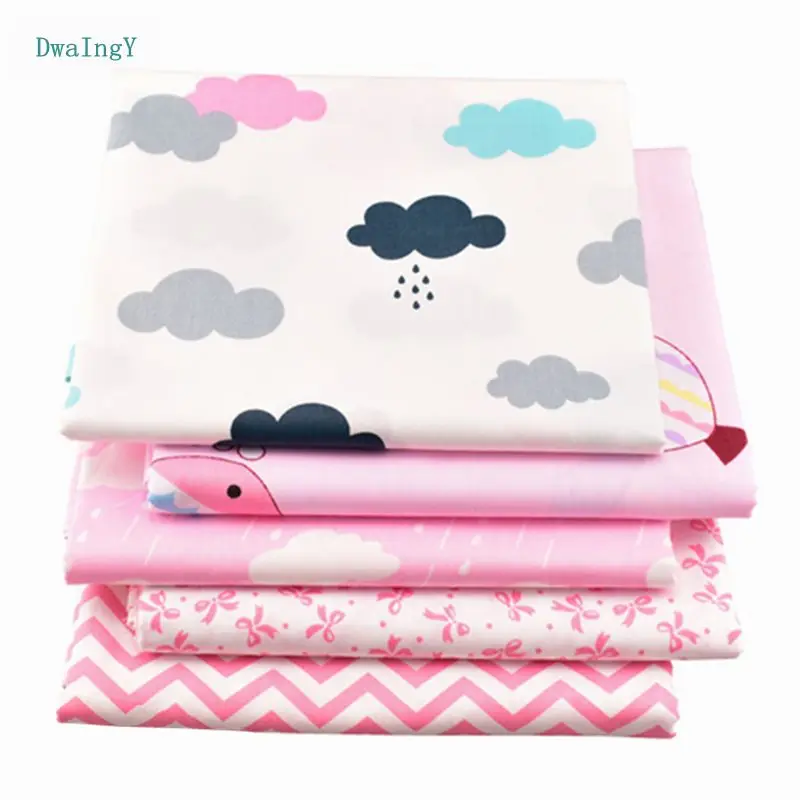 DwaIngY 5pcs/lot Cartoon series Twill Cotton Fabric For Patchwork Cloth DIY/Sewing/Quilting/Quarters Material Doll 20*25cm