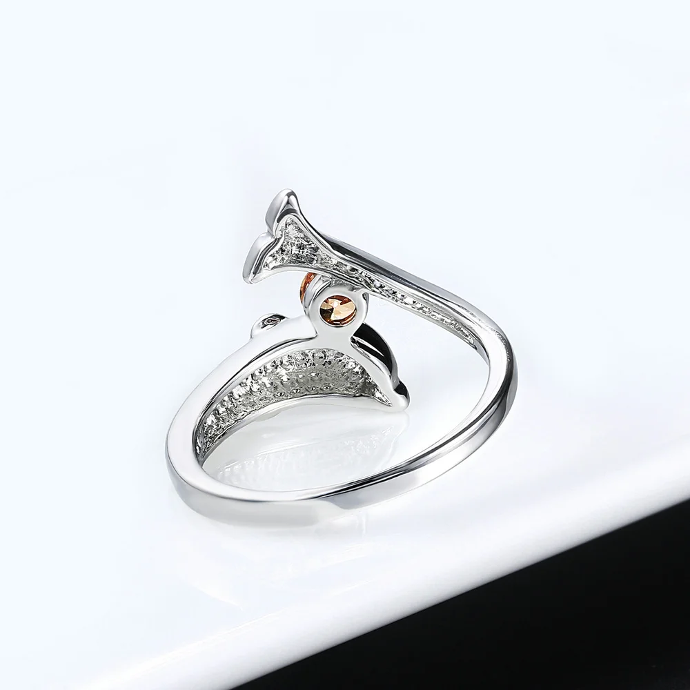 2024 New Cute Dolphin Rings For Women Girls Birthday Gift Inlaid With Colorful Birthstone Charm Jewelry Ring DWR788M