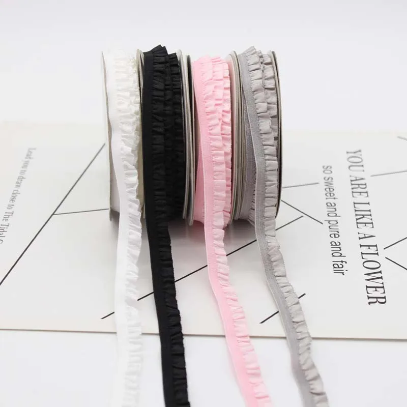 10mm New elastic! Single Lace ruffle elastic ribbon for hair garment bra strap accessories