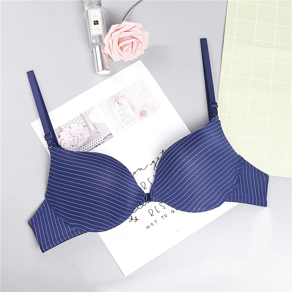 New Front Closed Push Up Brassiere Sexy Underwire Bra For Women Underwear Solid Color Female Lingerie