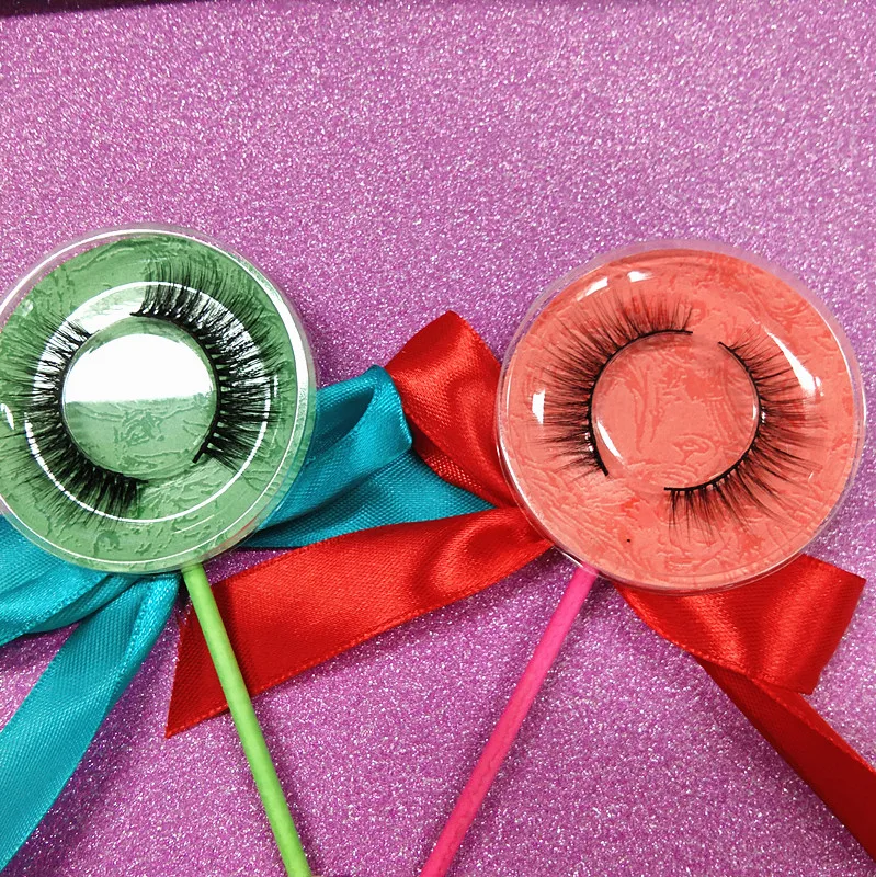 10 pairs a lot Hot Style Mink Eyelash With Colorful Lollipop Package Accept Private Label High Quality Factory Hand Made