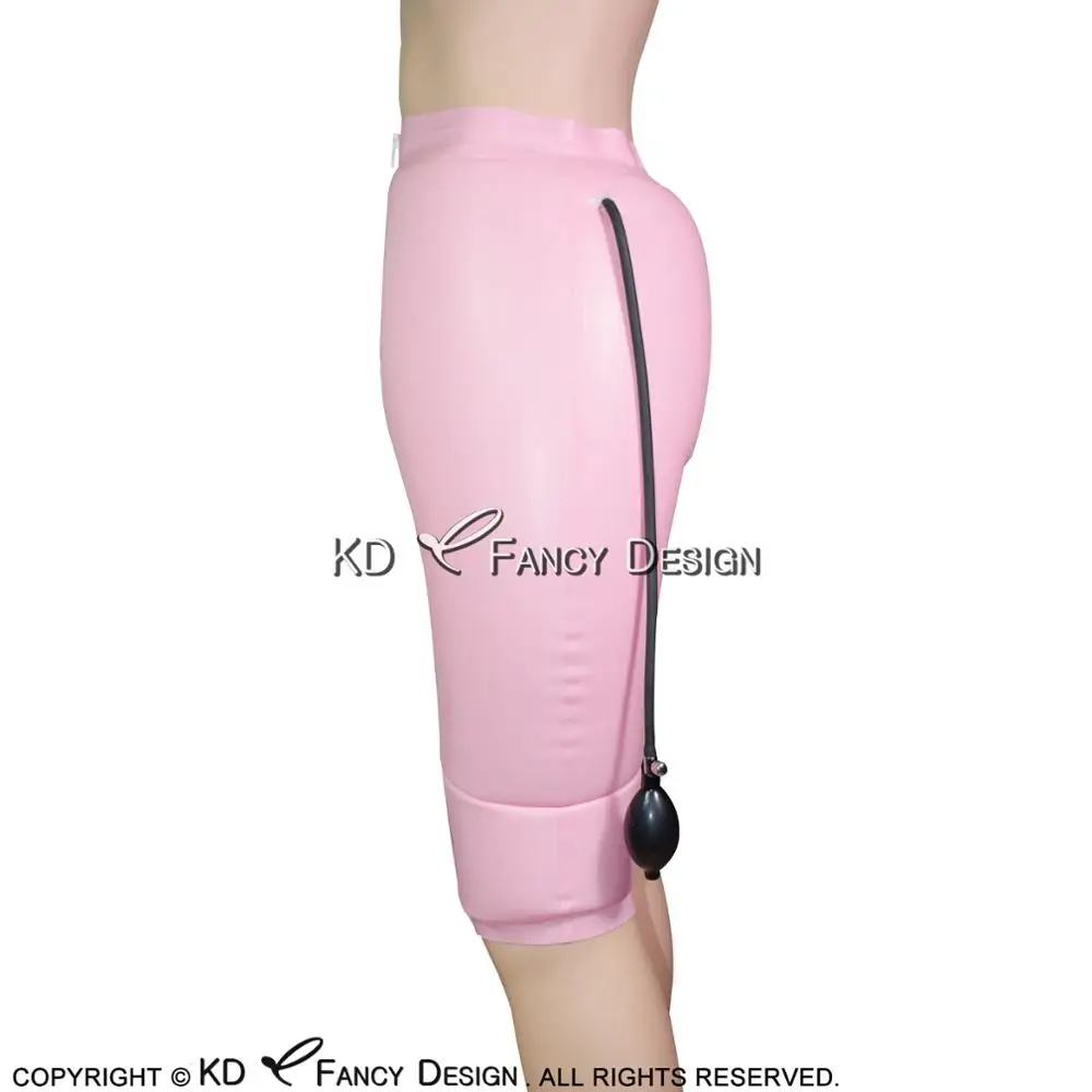 Pink And Black Inflatable Sexy Latex Long Leg Boxer Shorts With Zipper Rubber BoyShorts Underpants Underwear Pants DK-0111