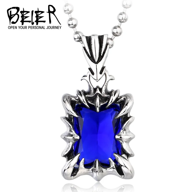 BEIER  New Stainless Steel Cool Fashion Unique with 3colour stone Pedant necklace High Quality fashion jewelry for  man BP8-103