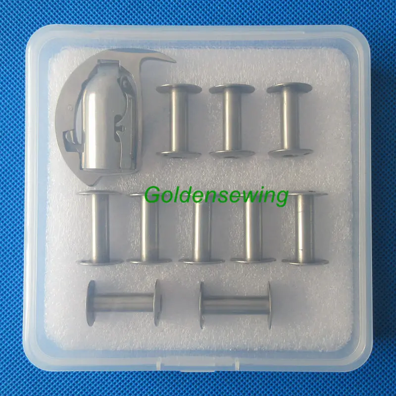 SHUTTLE HOOK  CLOSED FRAME & 10 Bobbins for SINGER 45K ADLER 104 NECCHI 630