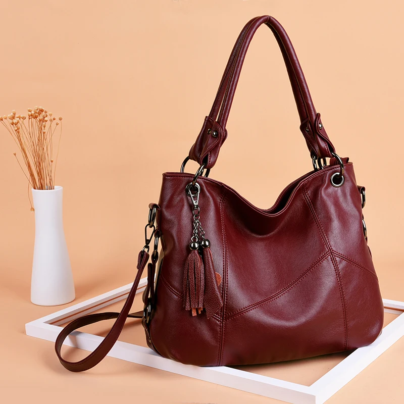 Women Leather Handbags Designer Tassel Crossbody Bags For Women Luxury Brand Shoulder Bags Sac A Main Female Messenger Bag New