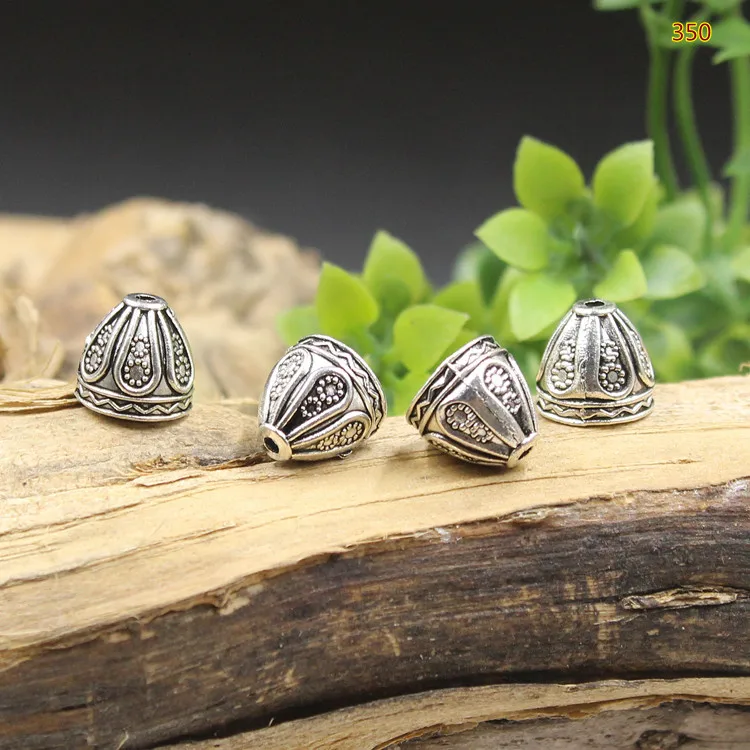 30 sztuk/partia Craft grawerowane koraliki ze stopu czapki gniazdo 9x8.5mm tybetański stop srebra Tassel zaślepki kolczyki diy wisiorek biżuteria — zdjęcie 5