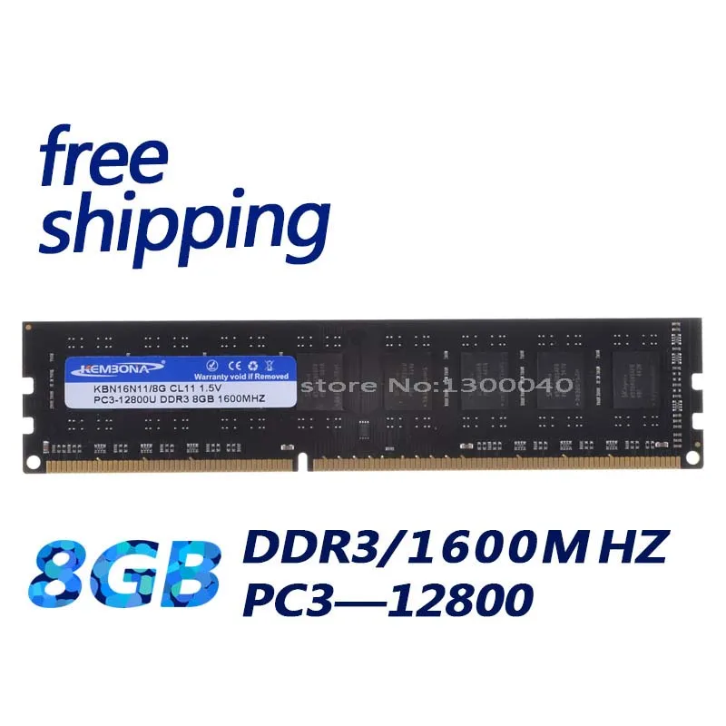 

KEMBONA DDR3 1600MHz 8GB PC12800 8GB (for all motherboard) Brand New Desktop Ram Memory for Desktop RAM Memory Free Shipping!!!