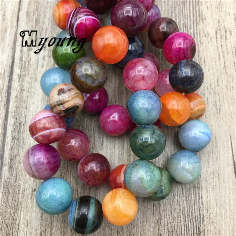 

Mixed color Dragon Veins Agates Loose Beads,Round Agat Stone Beads For DIY Jewelry Making MY2047