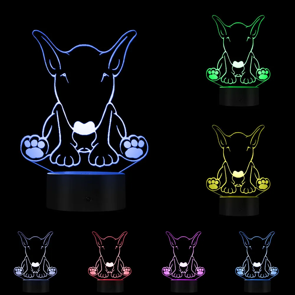 Leuke Hond Herder Vorm Ontwerp Aanpassen Naam 3D Optische Illusie Nachtlampje Gloeiende LED Visuele Lamp Huisdier Puppy Lover Gift